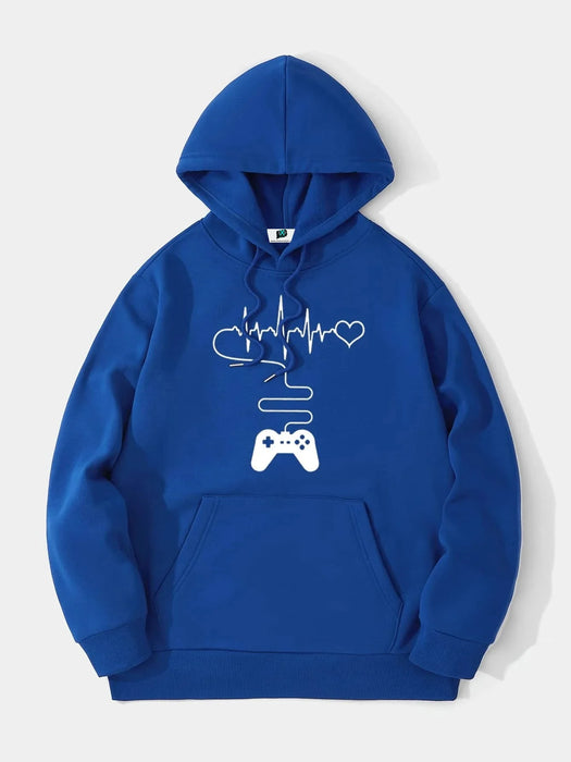 SXV  'Gamepad & Heart’ Printed Cool Aesthetic Sweatshirt Hoodie