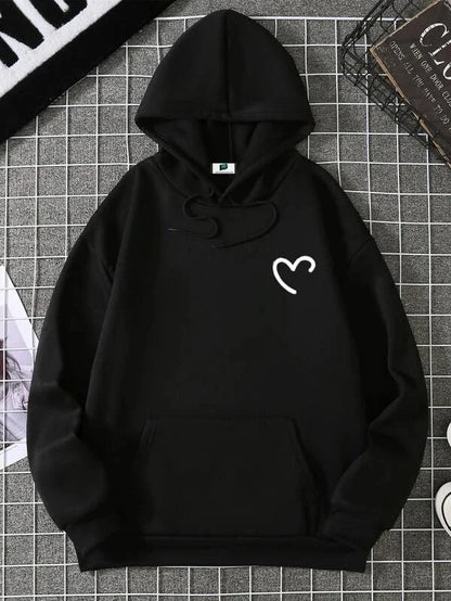 SXV  'Half Heart’ Printed Cool Aesthetic Sweatshirt Hoodie