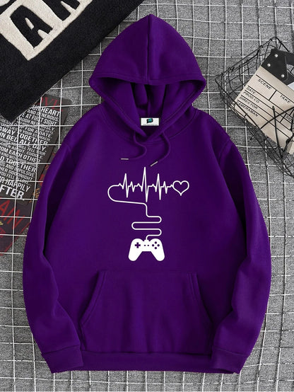 SXV  'Gamepad & Heart’ Printed Cool Aesthetic Sweatshirt Hoodie