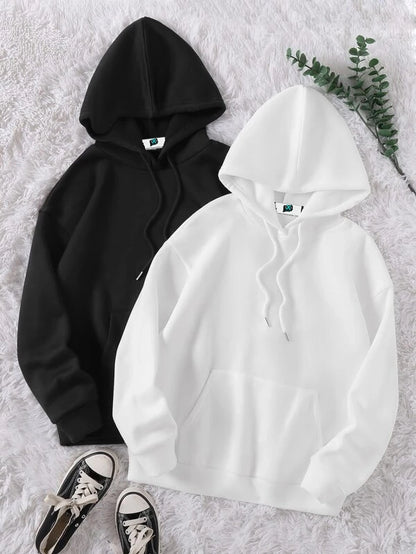 Black and white oversized hoodie sale