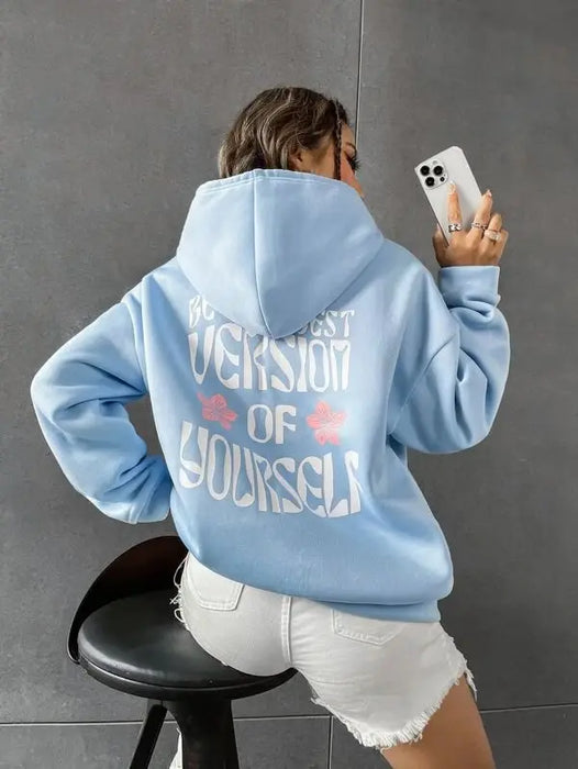 SXV  'Be The Best Version Of Yourself’ Printed Cool Aesthetic Sweatshirt Hoodie