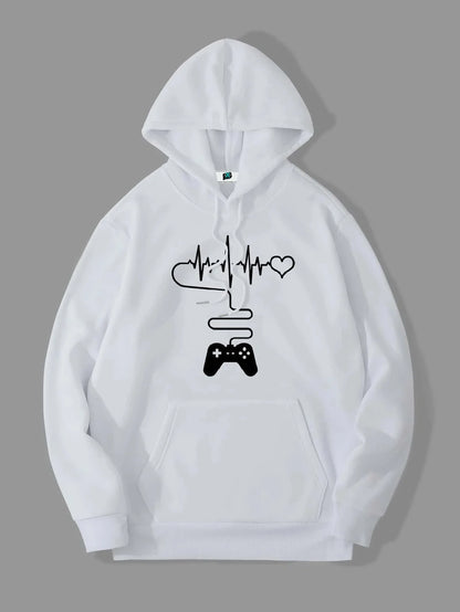 SXV  'Gamepad & Heart’ Printed Cool Aesthetic Sweatshirt Hoodie