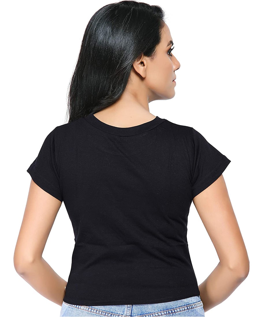 SXV Plain Black TIE Knot Crop TOP for Women (lowest price-non returnable)