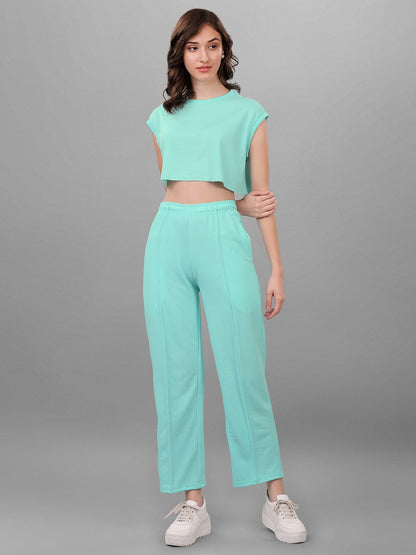 SXV Solid Mint Green Sleeveless Crop Top