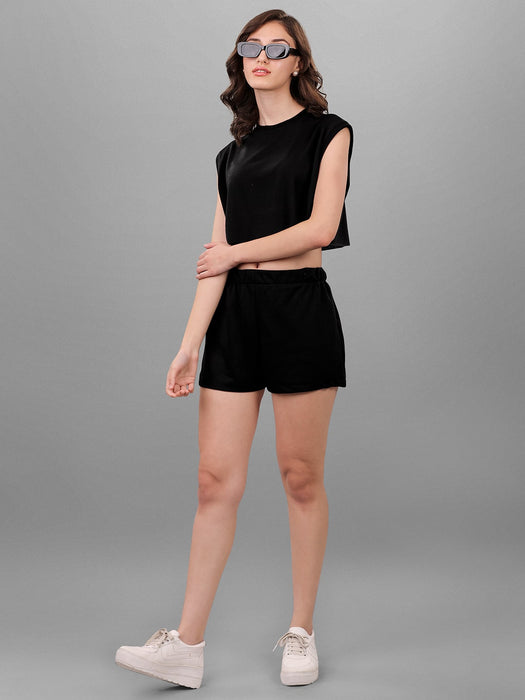 SXV Solid Black Pull-On Elastic Waist Shorts