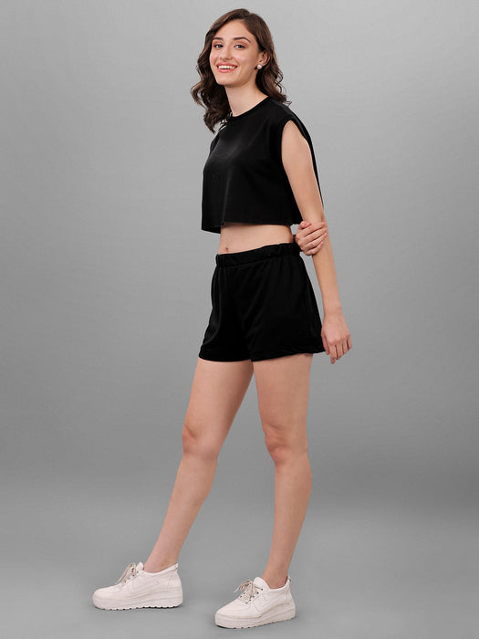 SXV Black Short with Crop Top Coords Set