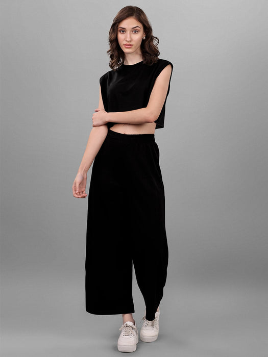 SXV Solid Black Pull-On Plazzo Pants