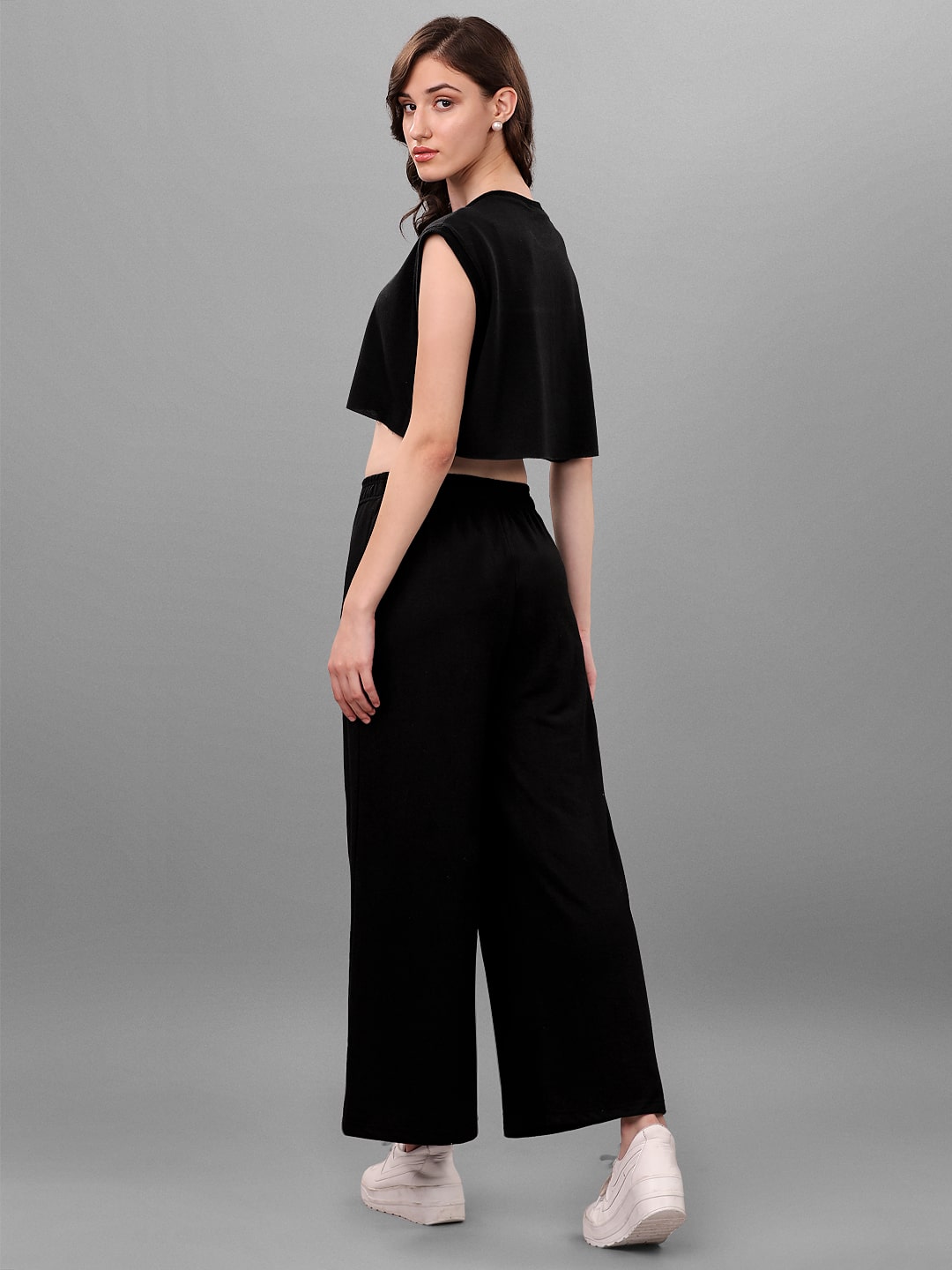 SXV Solid Black Pull-On Plazzo Pants