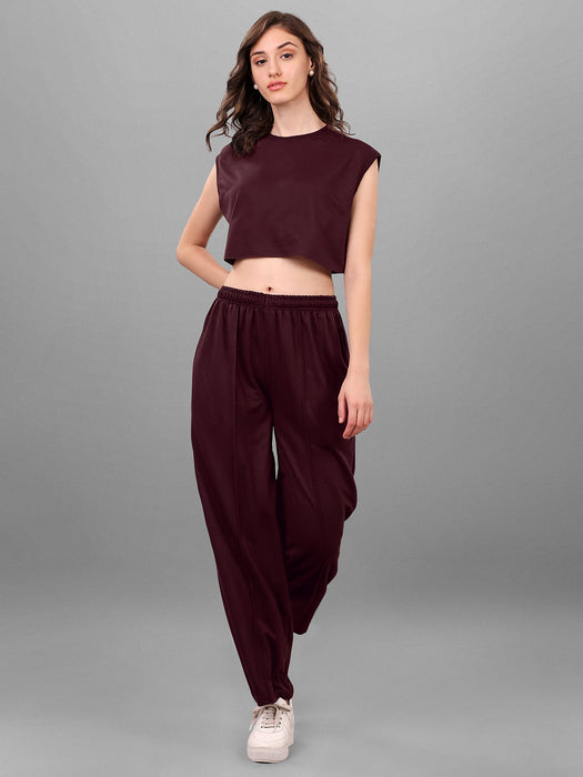 SXV Brown Trouser with Crop Top Coords Set