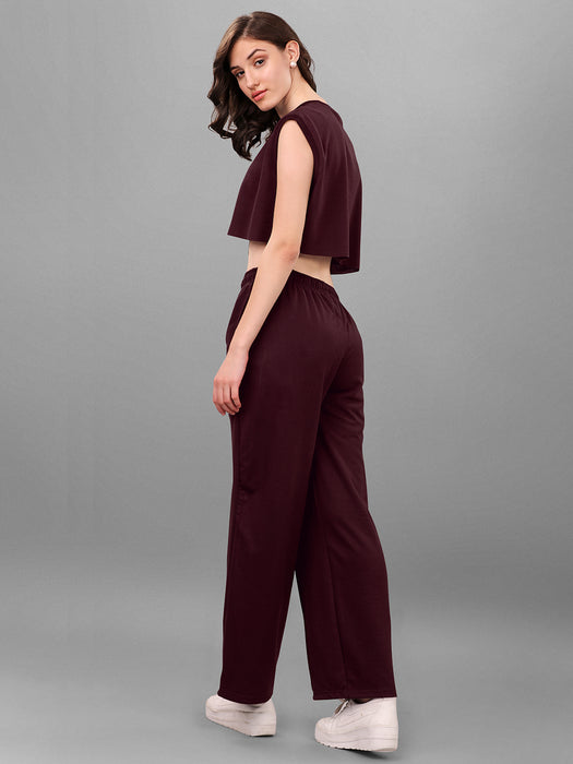 SXV Brown Trouser with Crop Top Coords Set