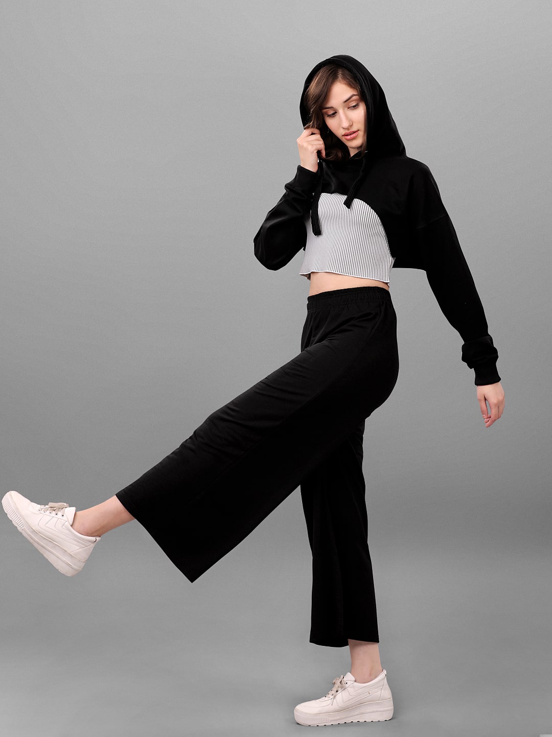 SXV Solid Plain Ultra Cropped Bustcut Hoodie