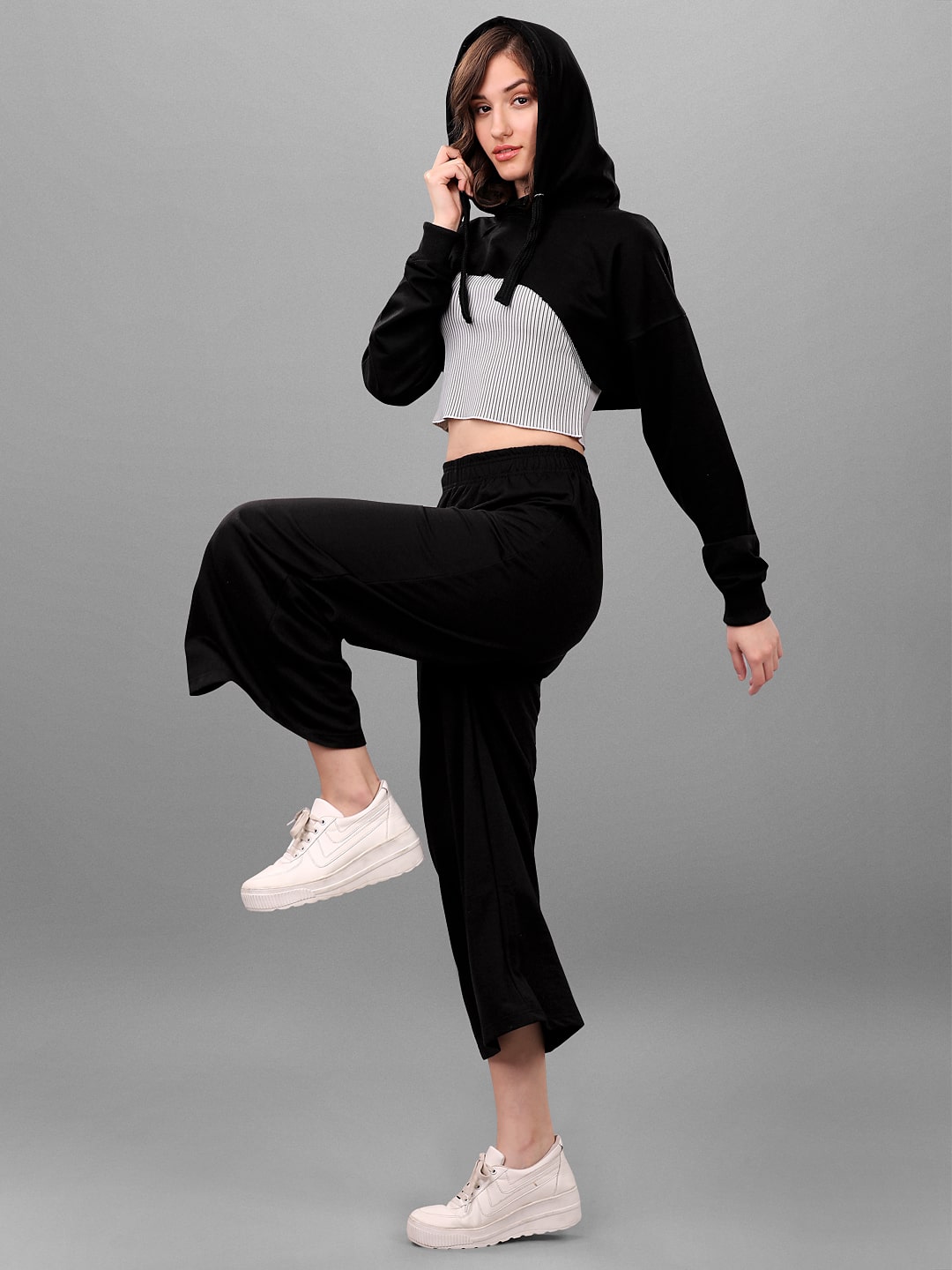 SXV Solid Plain Ultra Cropped Bustcut Hoodie