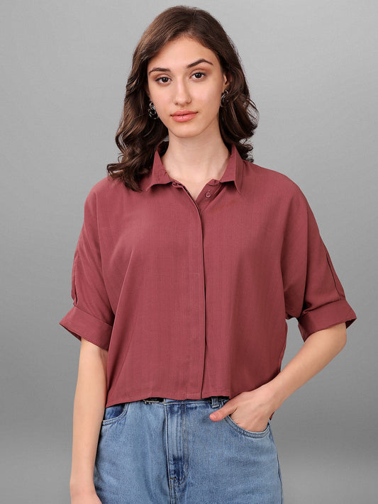 SXV  Duskypink Casual Crop shirt