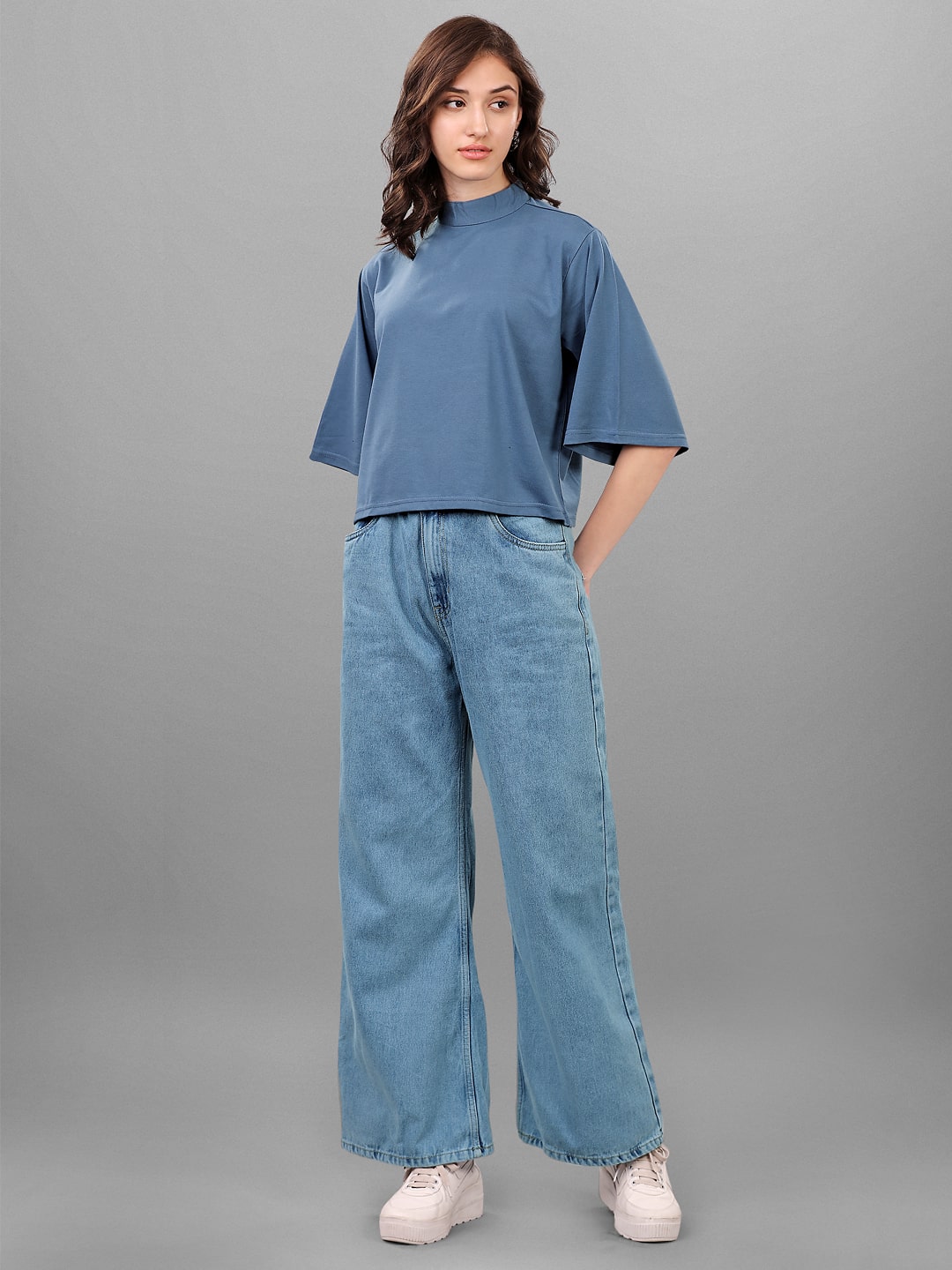 SXV Solid Blue Boxy Top