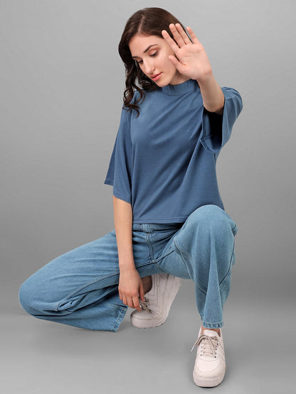 SXV Solid Blue Boxy Top