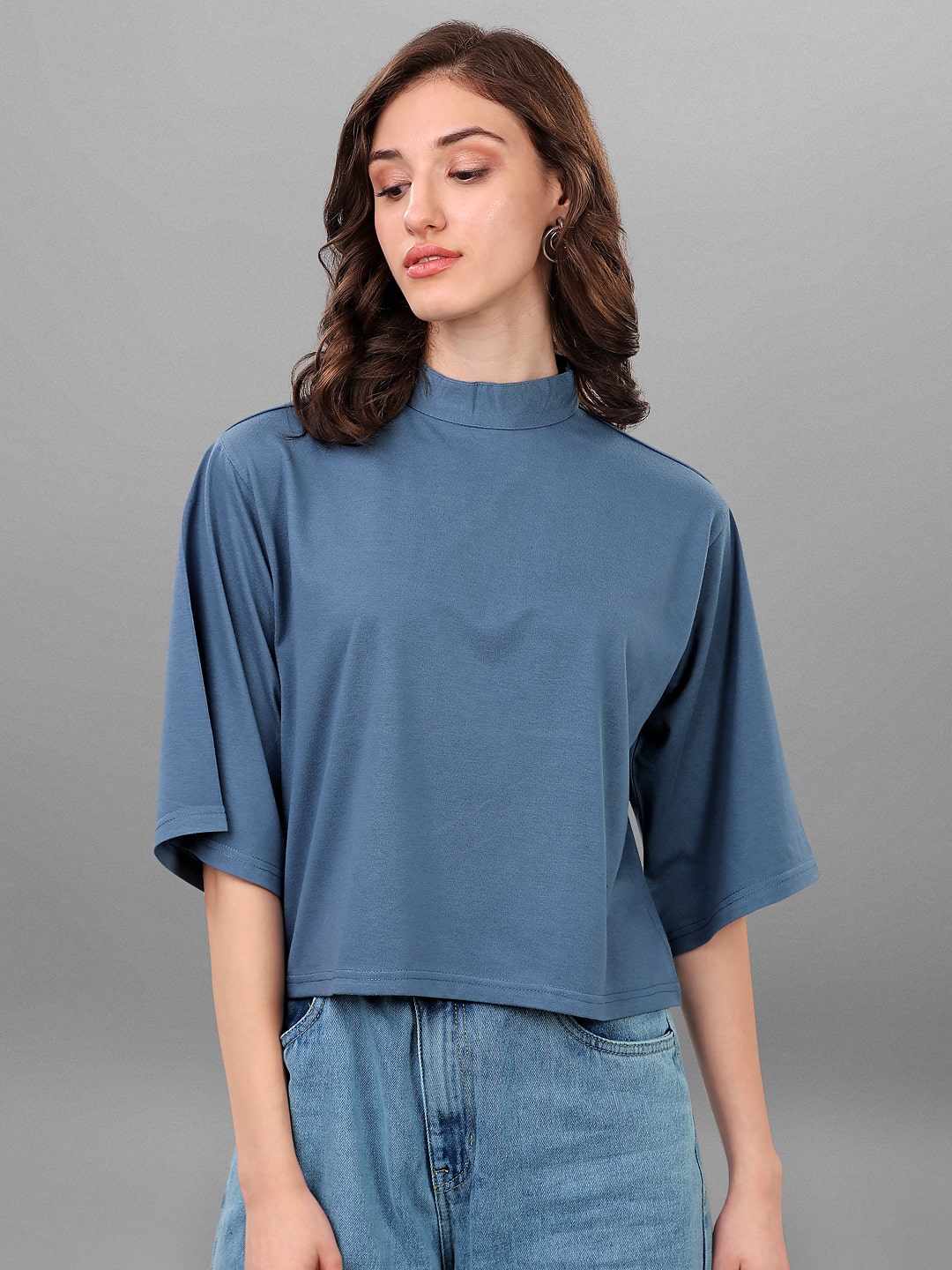 SXV Solid Blue Boxy Top