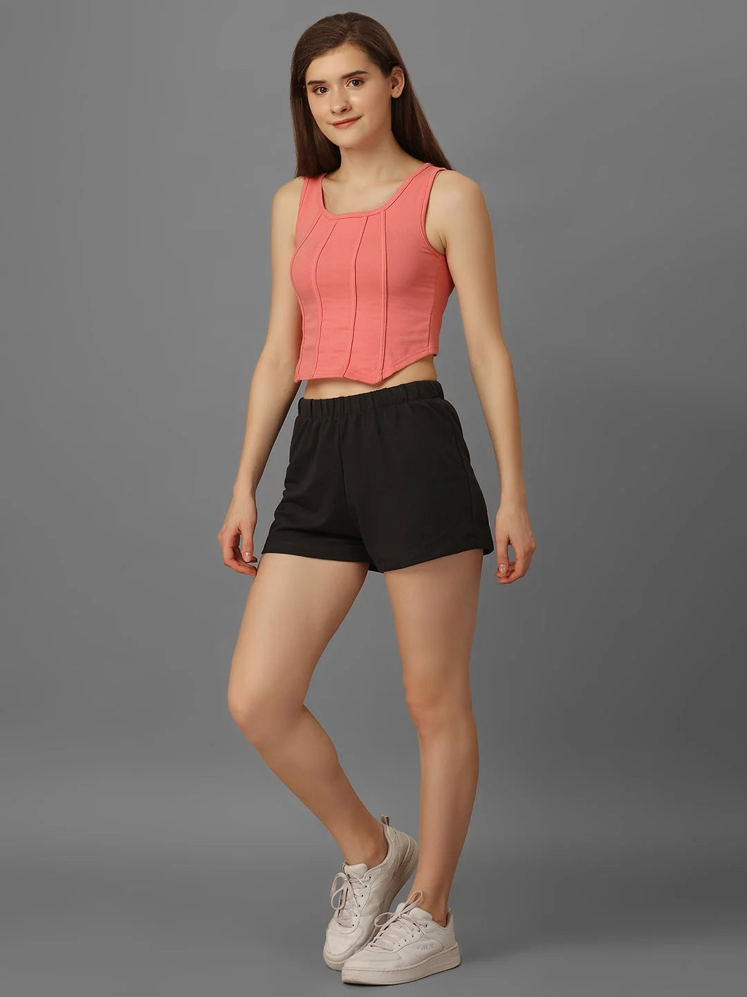 SXV Peachpink knitted Corset Crop Top