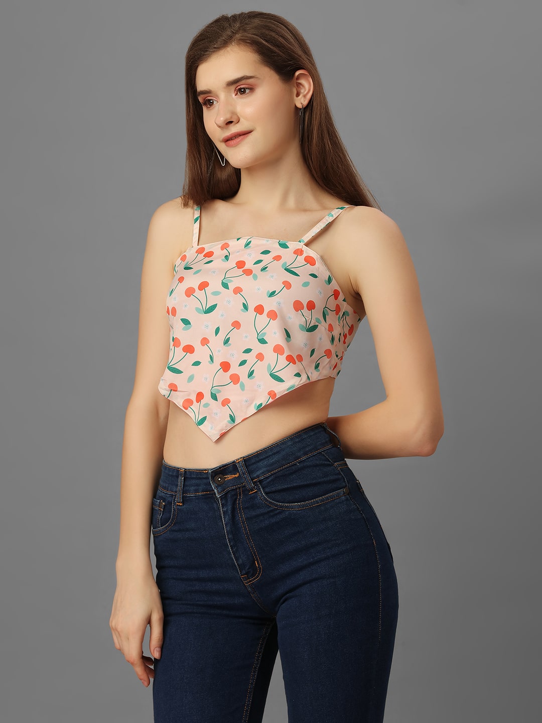 SXV Scarf Print Tie Back Satin Cami Bandana Top