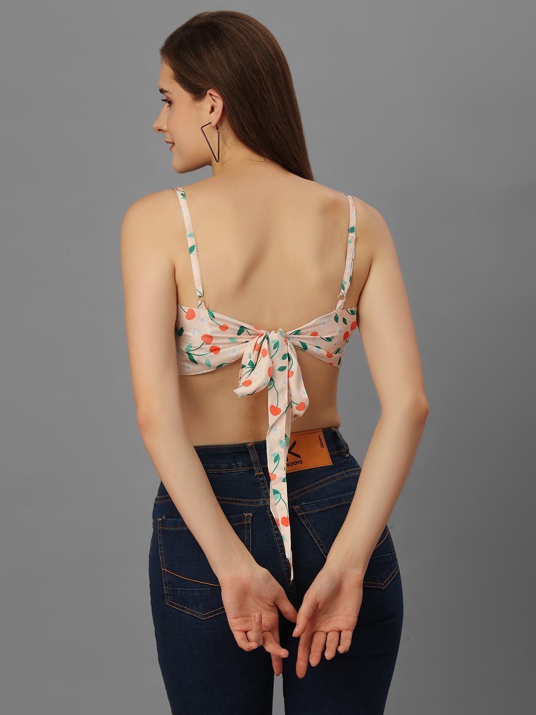 SXV Scarf Print Tie Back Satin Cami Bandana Top