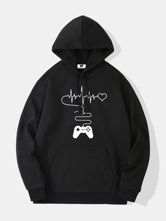 SXV  'Gamepad & Heart’ Printed Cool Aesthetic Sweatshirt Hoodie