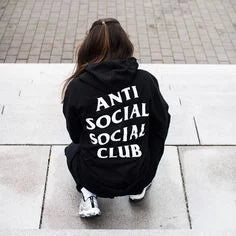 SXV  'Anti social social club’ Printed Cool Aesthetic Sweatshirt Hoodie