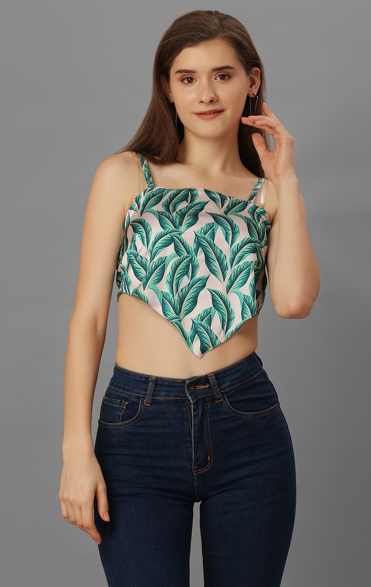 SXV Scarf Print Tie Back Satin Cami Bandana Top