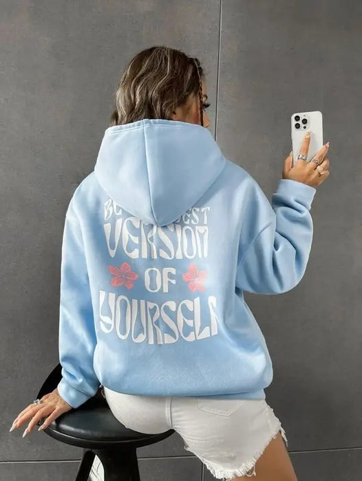 SXV  'Be The Best Version Of Yourself’ Printed Cool Aesthetic Sweatshirt Hoodie