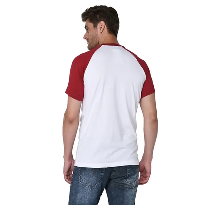 SXV Solid Dual Color Raglan Sleeve T-Shirt For Men (Maroon-White)