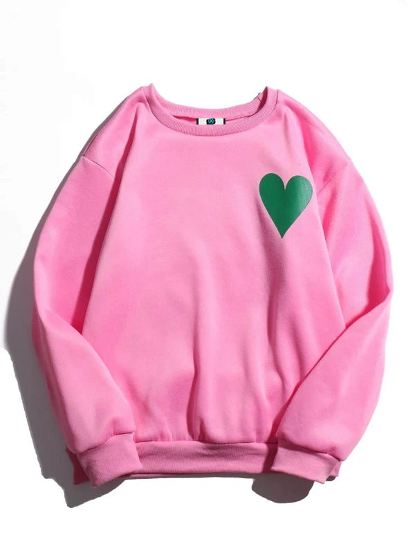 SXV  'LITTLE GREEN HEART SWEATSHIRT’ Printed Cool Aesthetic Sweatshirt