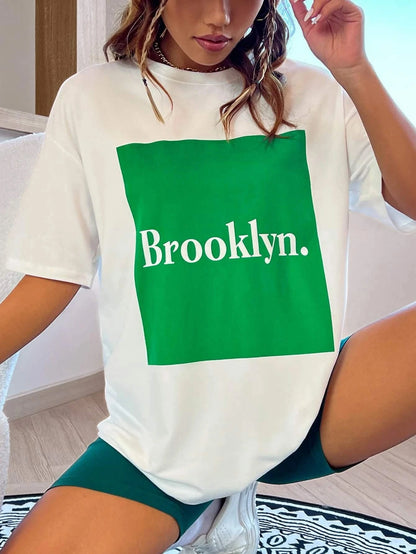 SXV  'Brooklyn’ Printed Cool Aesthetic Oversized T-shirt