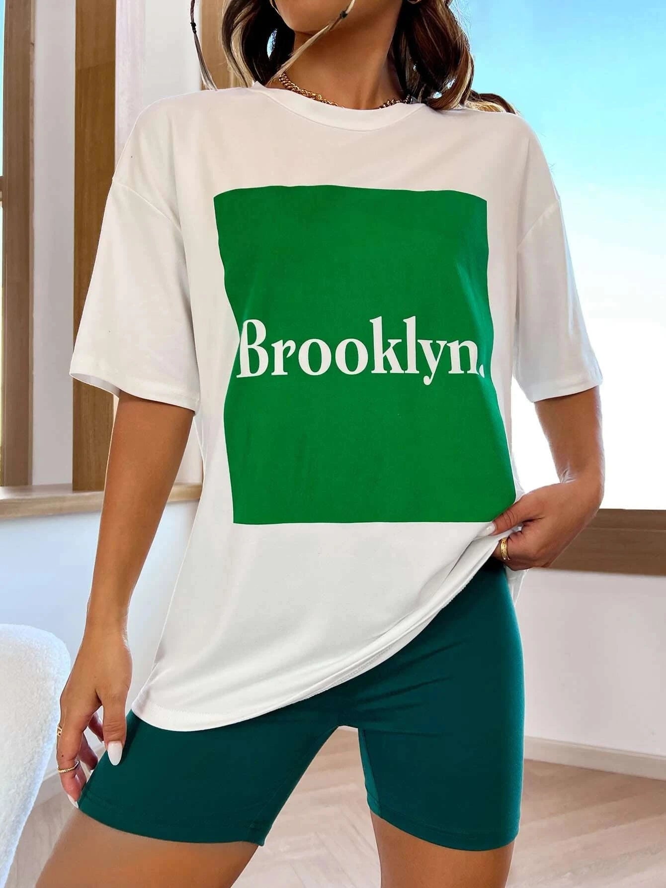 SXV  'Brooklyn’ Printed Cool Aesthetic Oversized T-shirt