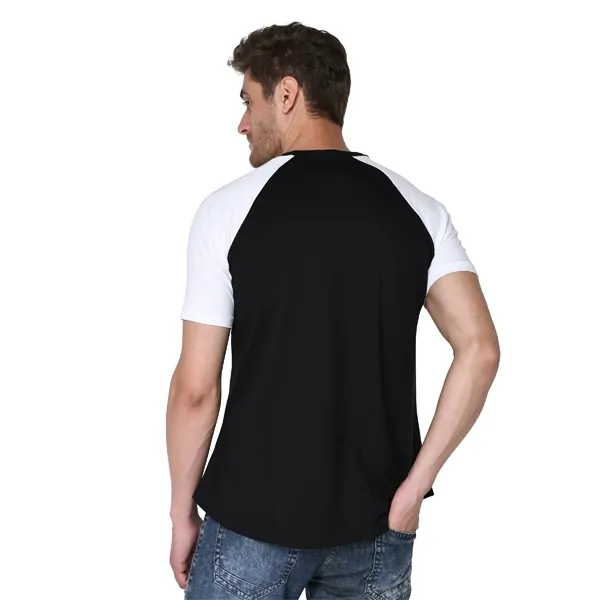 SXV Solid Dual Color Raglan Sleeve T-Shirt For Men (Black-White)