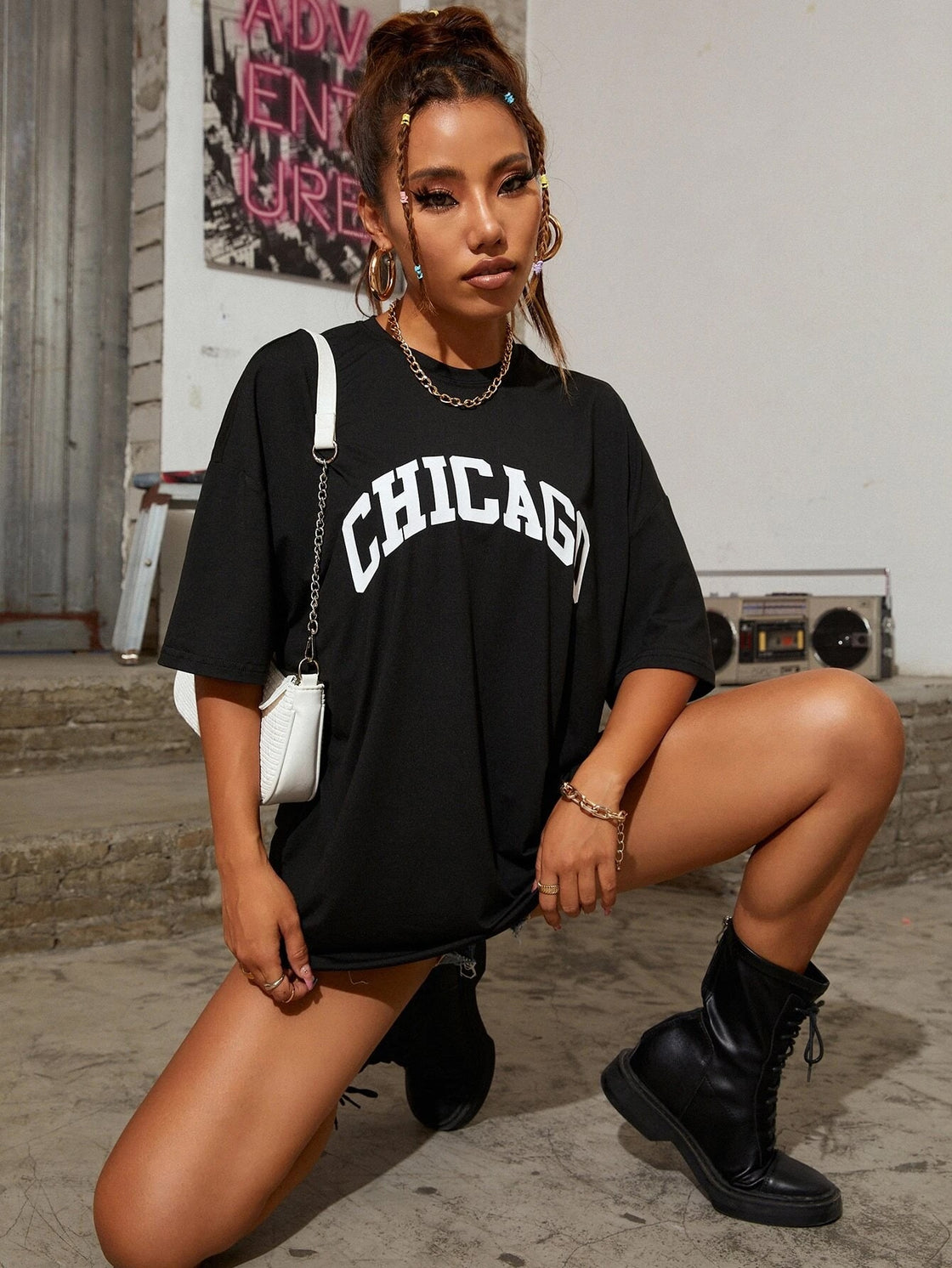 SXV 'LOS ANGELES 91' Printed Cool Aesthetic Oversized T-shirt