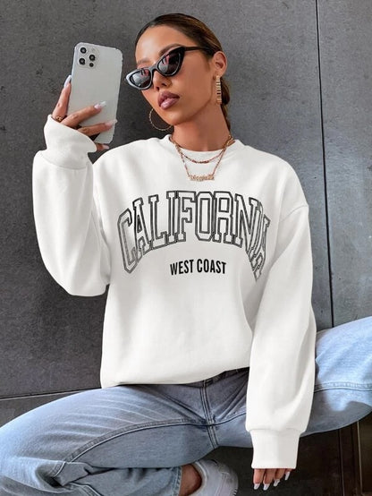 SXV  'CALIFORNIA WEST COAST’ Printed Cool Aesthetic Drop Shoulder Oversized Sweatshirt