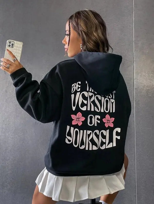 SXV  'Be The Best Version Of Yourself’ Printed Cool Aesthetic Sweatshirt Hoodie