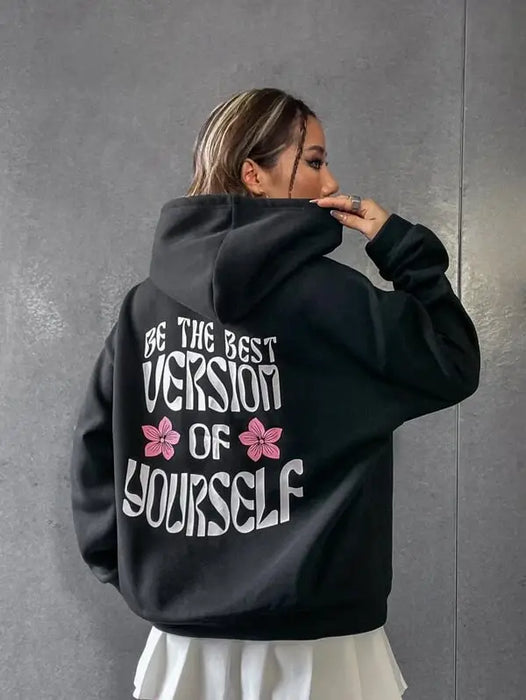 SXV  'Be The Best Version Of Yourself’ Printed Cool Aesthetic Sweatshirt Hoodie