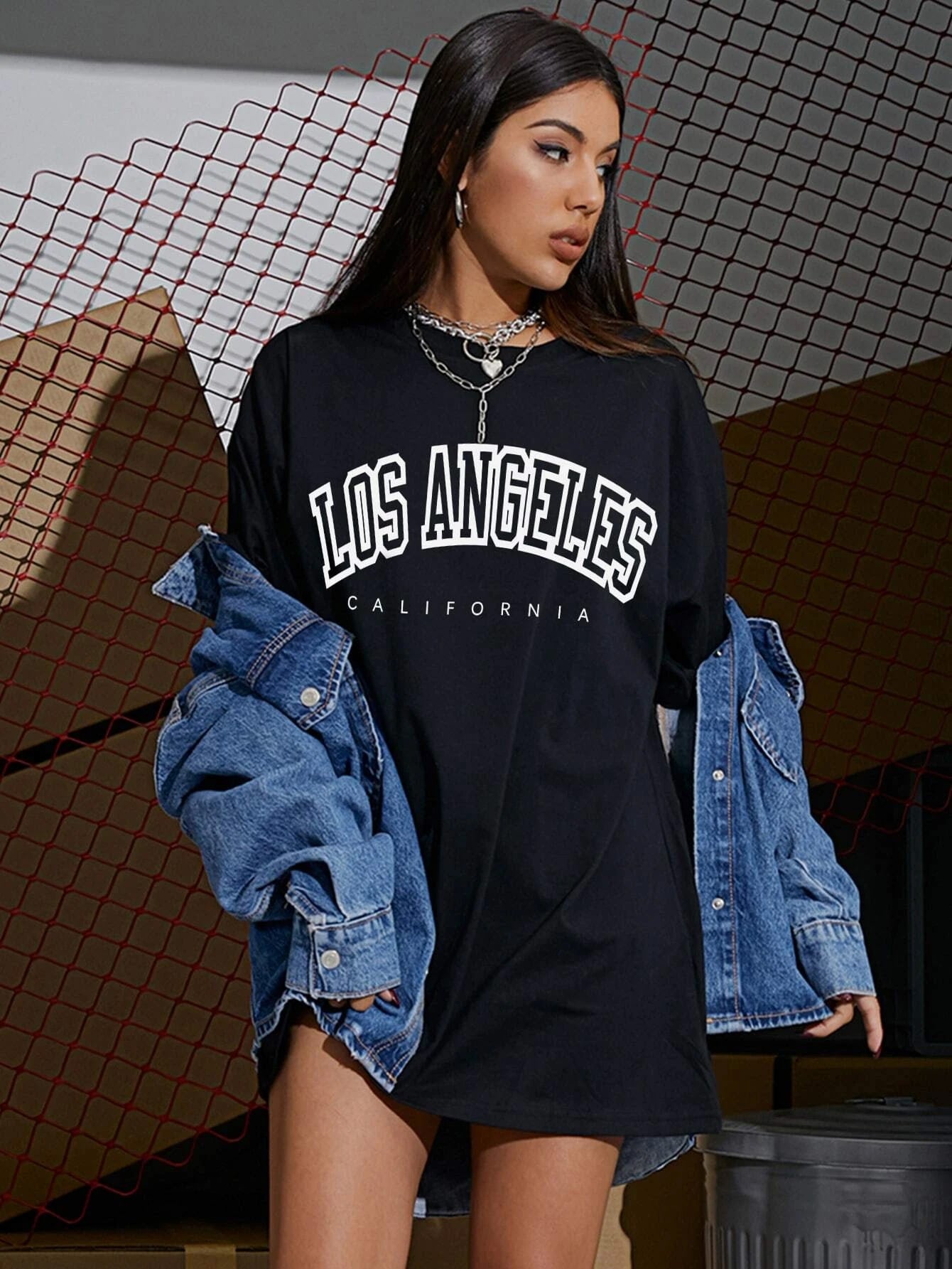 SXV  'Los Angeles california’ Printed Cool Aesthetic Oversized T-shirt