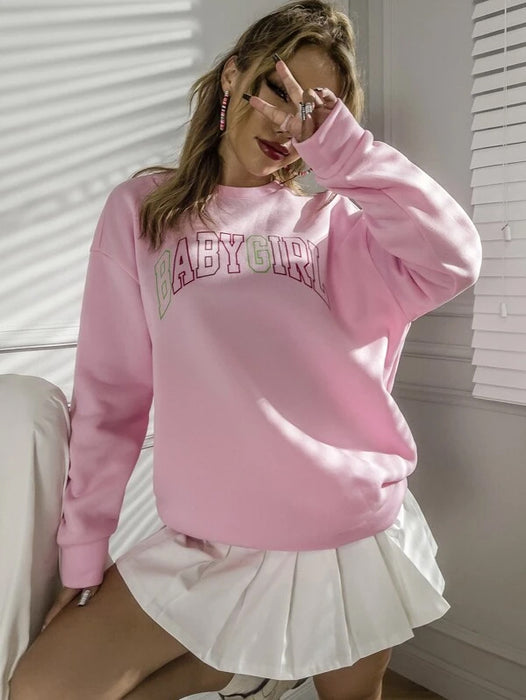 SXV  'BABY GIRL PINK SWEATSHIRT’ Printed Cool Aesthetic Sweatshirt