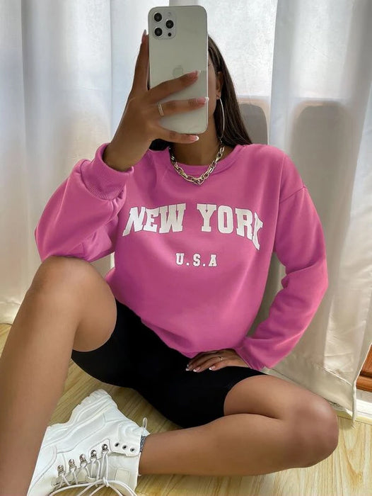 SXV  'NEW YORK U.S.A’ Printed Cool Aesthetic Sweatshirt