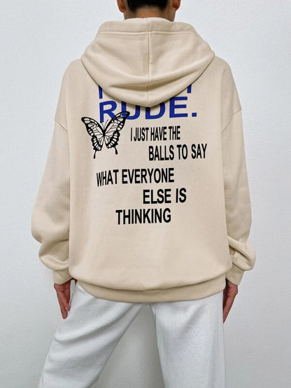 SXV  'I M NOT RUDE’ Printed Cool Aesthetic Sweatshirt Hoodie