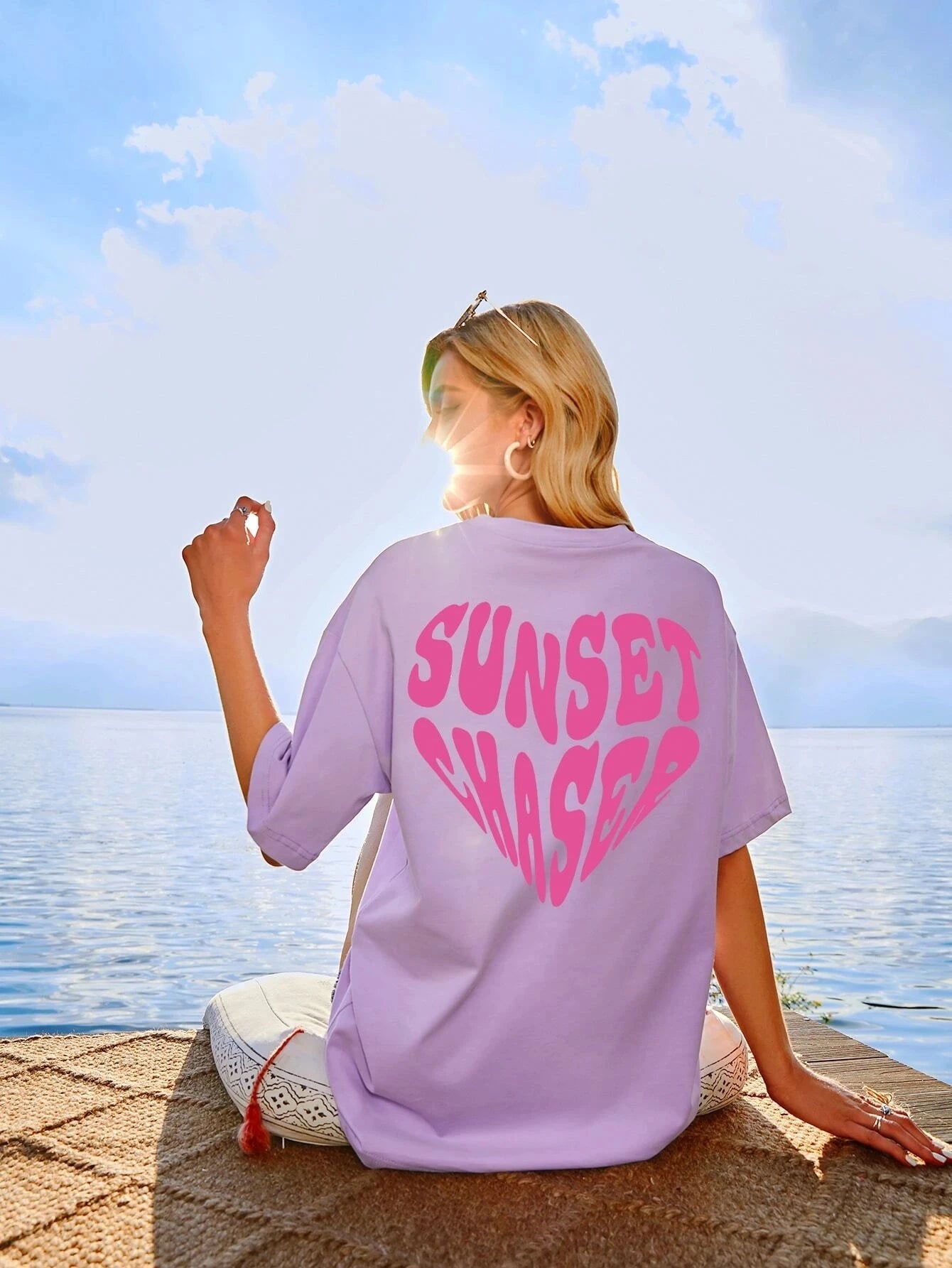 SXV  'Sunset Chased’ Printed Cool Aesthetic Oversized T-shirt