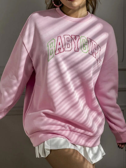 SXV  'BABY GIRL PINK SWEATSHIRT’ Printed Cool Aesthetic Sweatshirt