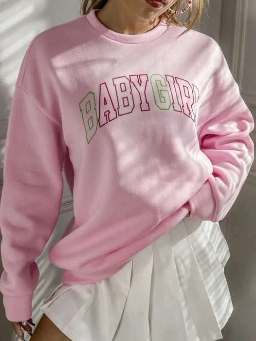 SXV  'BABY GIRL PINK SWEATSHIRT’ Printed Cool Aesthetic Sweatshirt