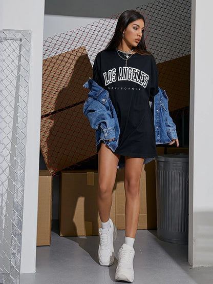 SXV  'Los Angeles california’ Printed Cool Aesthetic Oversized T-shirt