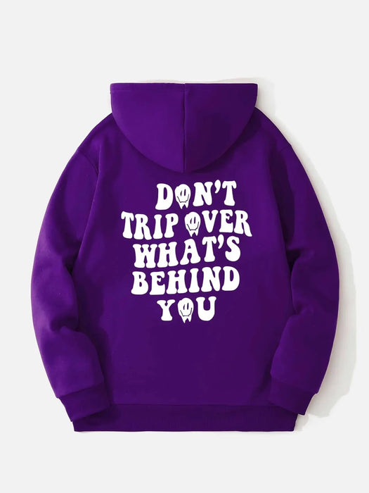 SXV  'Dont Trip Over What's Behind You’ Printed Cool Aesthetic Sweatshirt Hoodie