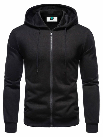 SXV  Plain Solid Black-zipper Cool Aesthetic Hoodie