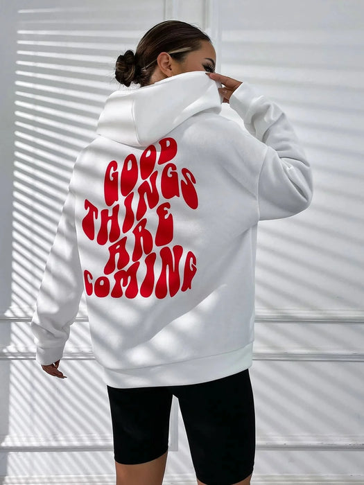 SXV  'Good Things Are Coming’ Printed Cool Aesthetic Sweatshirt Hoodie