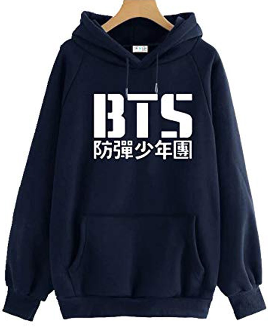 SXV Style PURPLE HOODIE WITH WHITE PRINTED : B.T.S/Hoodie for men & women/Warm Hoodie/Printed Hoodie/Sweatshirt for men & women