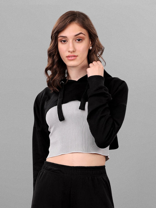 SXV Solid Plain Ultra Cropped Bustcut Hoodie