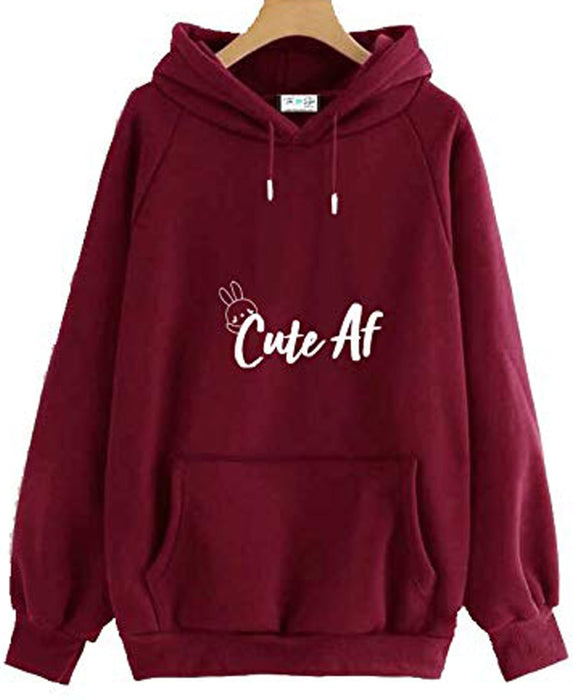 The SV Style PURPLE HOODIE WITH WHITE PRINTED : CUTE AF/Hoodie for men & women/Warm Hoodie/Printed Hoodie/Sweatshirt for men & women